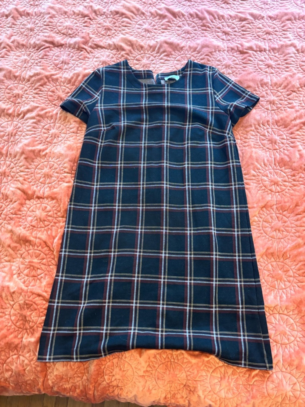 LOFT Black Plaid Shift Dress - Short Sleeve